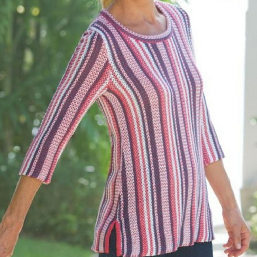 Soft Surroundings Knit Striped Montego Bay Sweater L